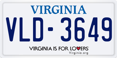 VA license plate VLD3649
