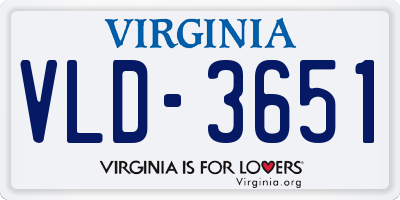 VA license plate VLD3651