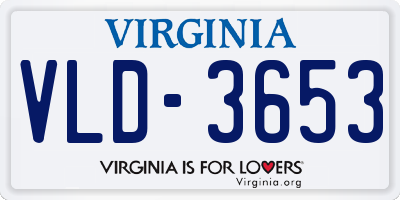 VA license plate VLD3653