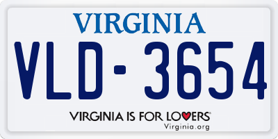 VA license plate VLD3654