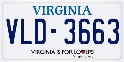 VA license plate VLD3663