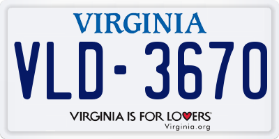 VA license plate VLD3670