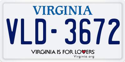VA license plate VLD3672