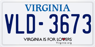 VA license plate VLD3673