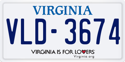 VA license plate VLD3674