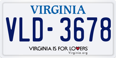 VA license plate VLD3678