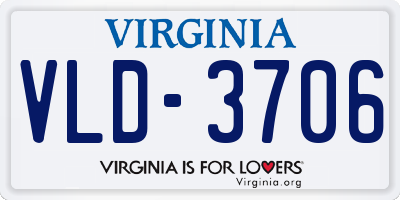 VA license plate VLD3706