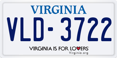 VA license plate VLD3722
