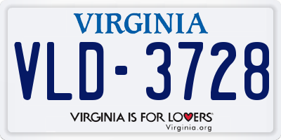 VA license plate VLD3728