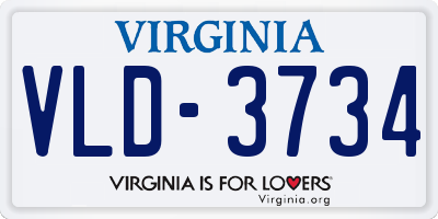 VA license plate VLD3734