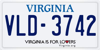 VA license plate VLD3742