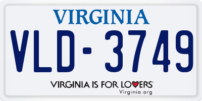 VA license plate VLD3749