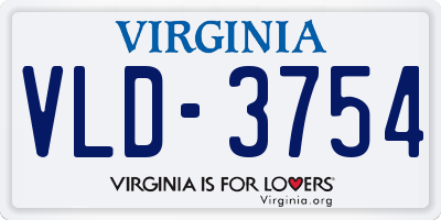 VA license plate VLD3754