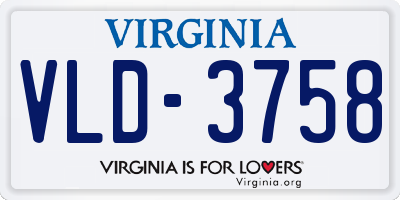 VA license plate VLD3758