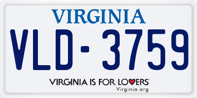 VA license plate VLD3759