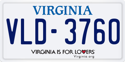 VA license plate VLD3760