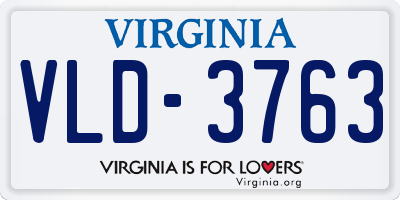VA license plate VLD3763