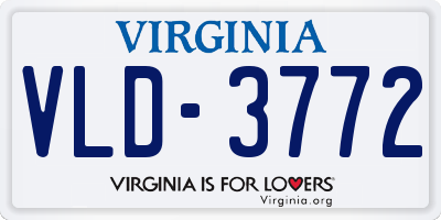 VA license plate VLD3772