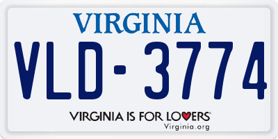 VA license plate VLD3774