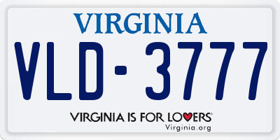 VA license plate VLD3777