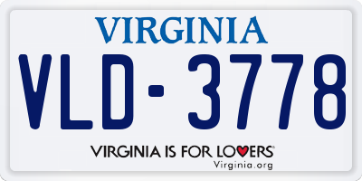 VA license plate VLD3778