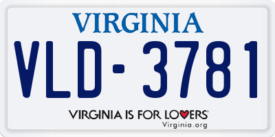 VA license plate VLD3781