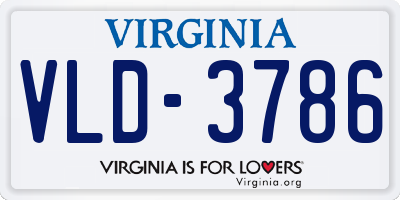 VA license plate VLD3786