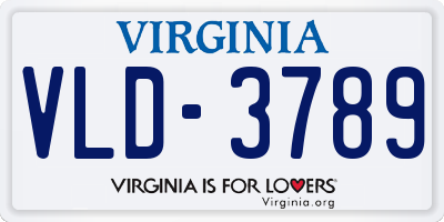 VA license plate VLD3789