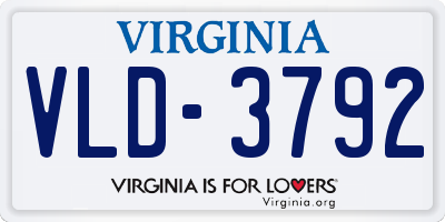 VA license plate VLD3792
