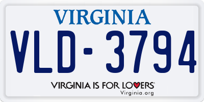 VA license plate VLD3794