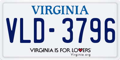 VA license plate VLD3796