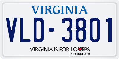 VA license plate VLD3801