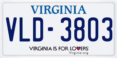 VA license plate VLD3803