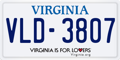 VA license plate VLD3807