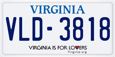 VA license plate VLD3818
