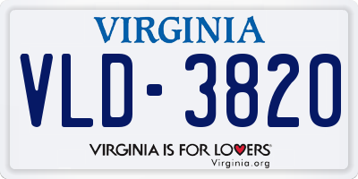 VA license plate VLD3820