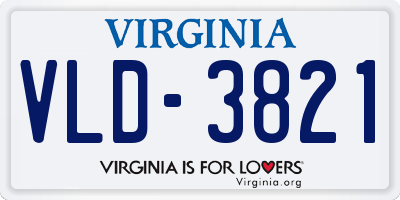 VA license plate VLD3821