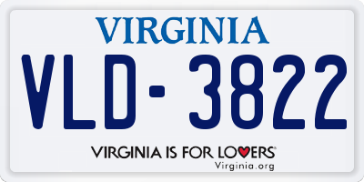 VA license plate VLD3822