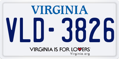 VA license plate VLD3826