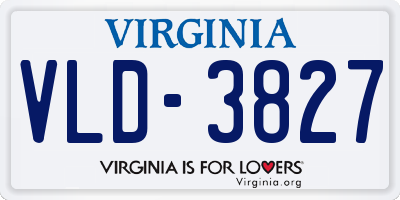 VA license plate VLD3827