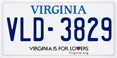 VA license plate VLD3829