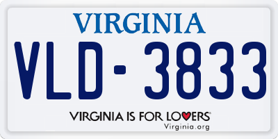 VA license plate VLD3833