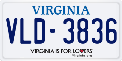 VA license plate VLD3836