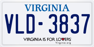 VA license plate VLD3837