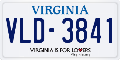 VA license plate VLD3841