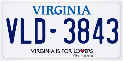 VA license plate VLD3843