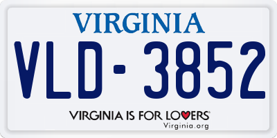 VA license plate VLD3852
