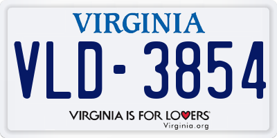 VA license plate VLD3854