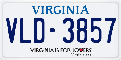 VA license plate VLD3857