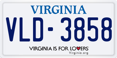 VA license plate VLD3858